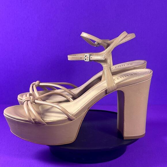 SCHUTZ Kelsie‎ True Beige Leather Platform Sandals Women's Shoe Size 9.5-NEW - Picture 3 of 8